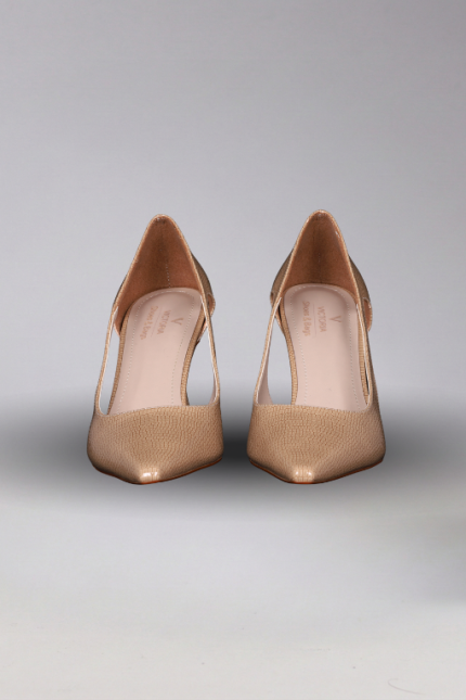 Yanları Açık Kroko Topuklu Ayakkabı