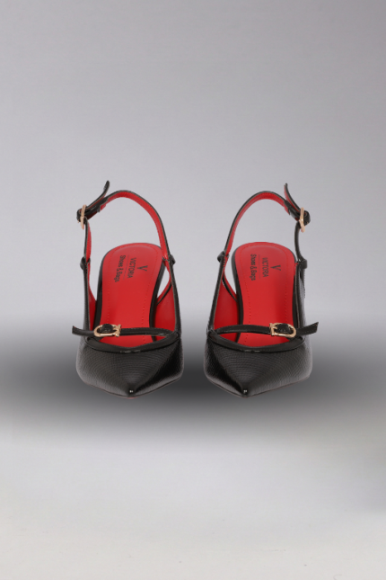 Toka Detaylı Arkası Açık Topuklu Ayakkabı