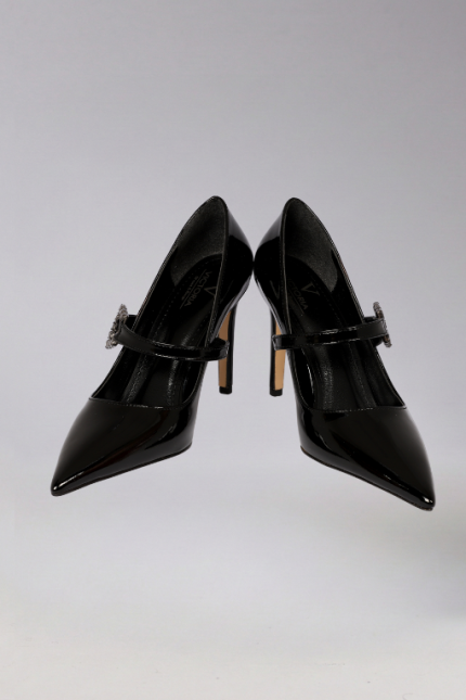 Siyah Rugan Mary Jane Formlu Abiye Ayakkabı