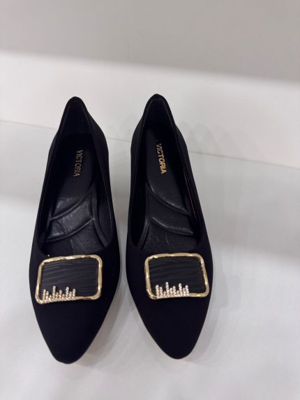 Tokalı Süet Kısa Topuk Ayakkabı